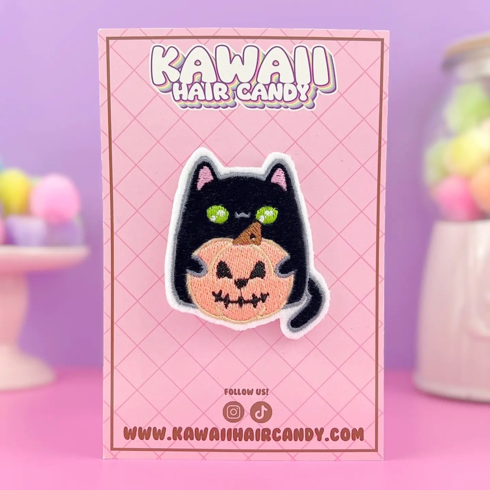 Black Cat Jack-O'-Lantern Hair Clip – Kawaii Hair Accessory